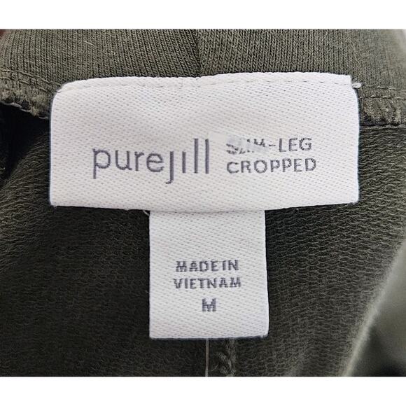 Pure Jill Slim Leg Cropped Olive Green Cotton Modal Blend Pull On Pants Medium - Picture 7 of 8